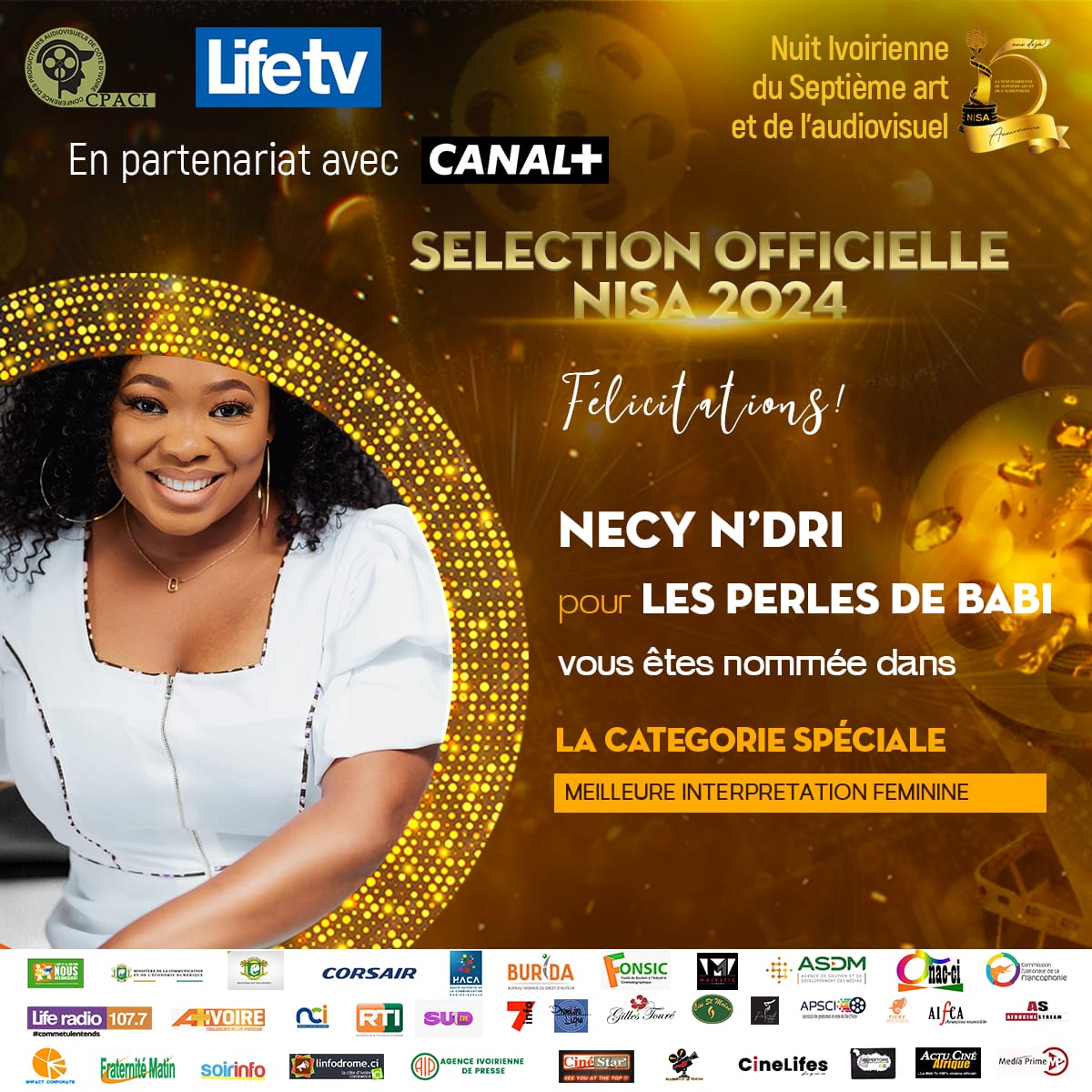 PRIX DE LA MEILLEURE INTERPRÉTATION FÉMININE: NECY N'DRI pour LES PERLES DE BABI