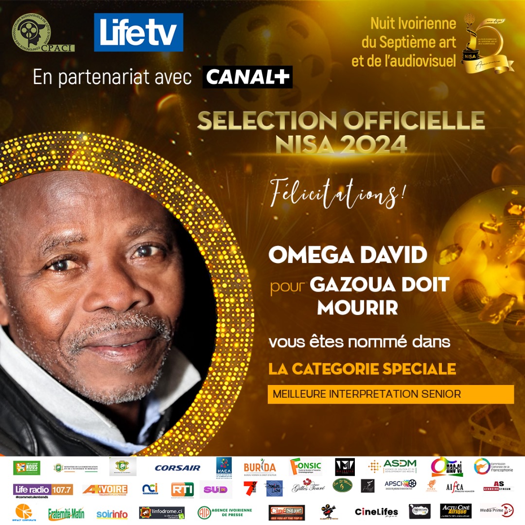 PRIX DE LA MEILLEURE INTERPRÉTATION SÉNIOR: OMEGA DAVID pour GAZOUA DOIT MOURIR