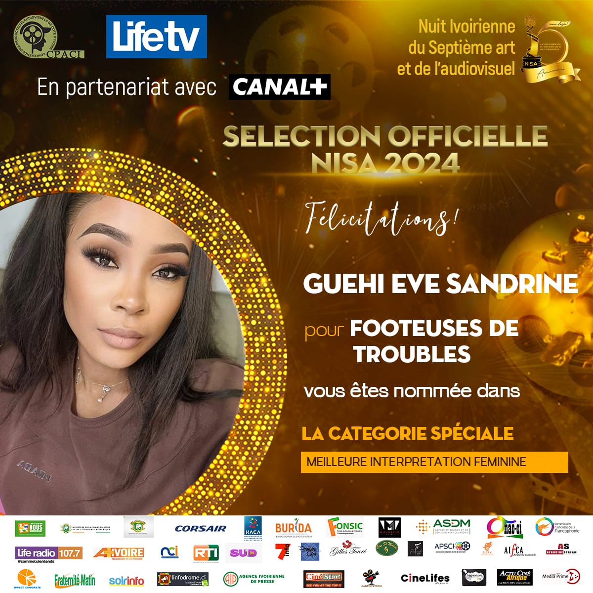 PRIX DE LA MEILLEURE INTERPRÉTATION FÉMININE: GUEHI EVE SANDRINE pour FOOTEUSES DE TROUBLES
