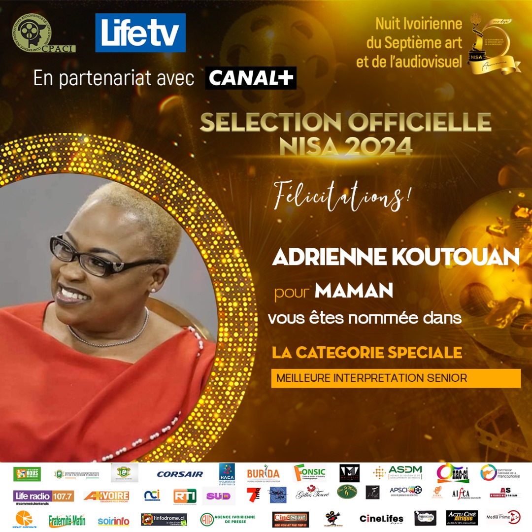 PRIX DE LA MEILLEURE INTERPRÉTATION SÉNIOR: ADRIENNE KOUTOUAN pour MAMAN