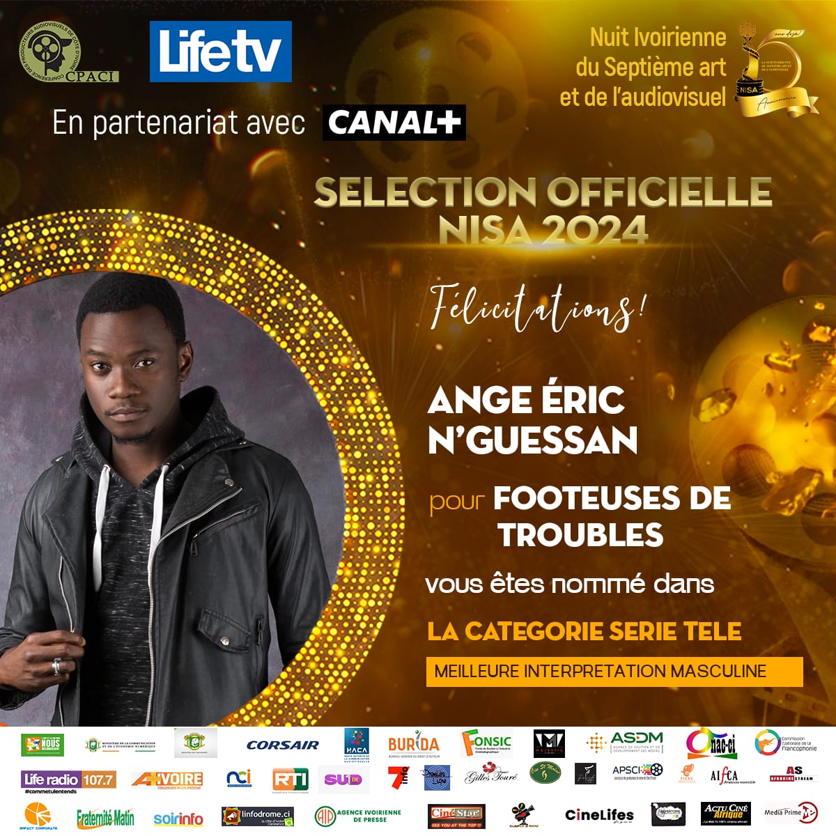 PRIX DE LA MEILLEURE INTERPRÉTATION MASCULINE: ANGE ERIC N'GUESSAN pour FOOTEUSES DE TROUBLES