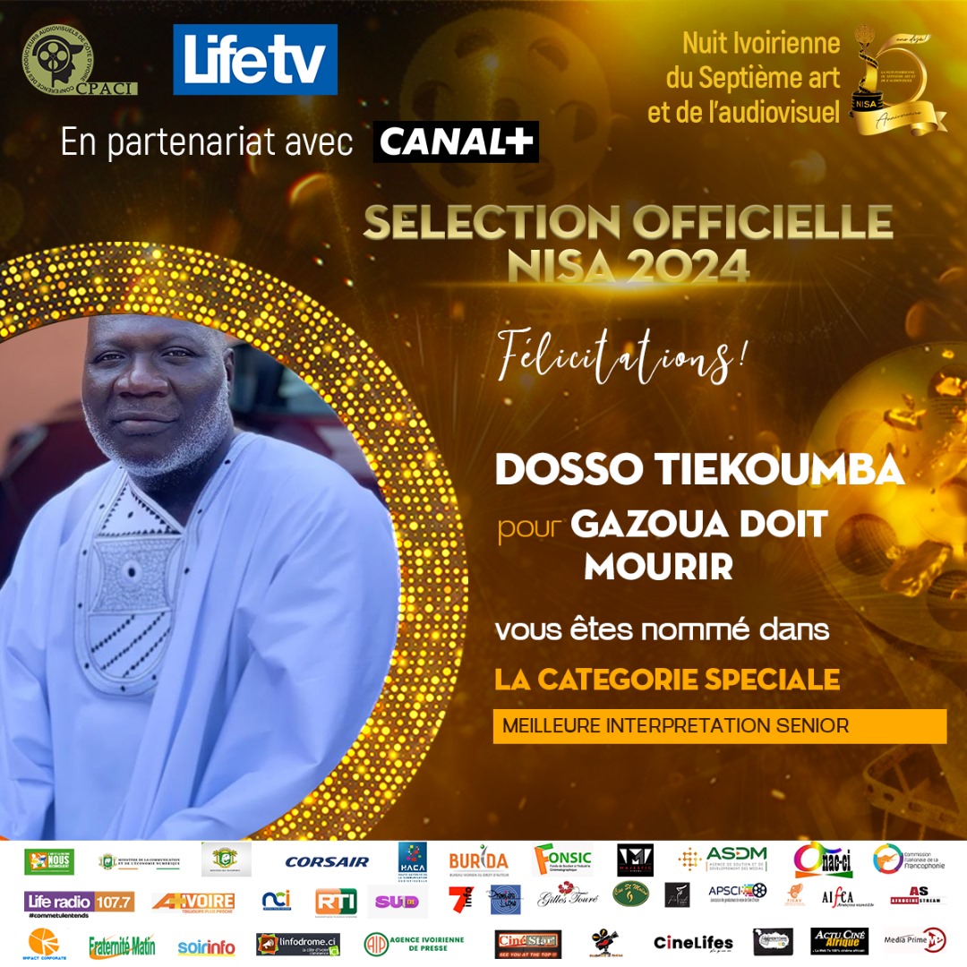 PRIX DE LA MEILLEURE INTERPRÉTATION SÉNIOR: DOSSO TIEKOUMBA pour GAZOUA DOIT MOURIR